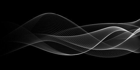 Leinwandbilder -  Abstract Black And White Wave Design
