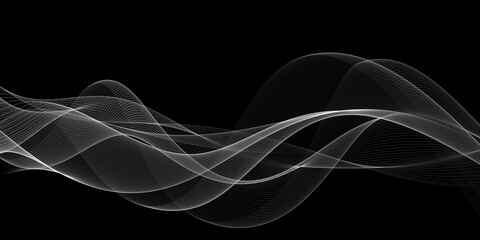 Leinwandbilder -  Abstract Black And White Wave Design
