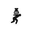 Man carry the costs icon isolated on white background