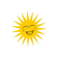 Canvas Print - Cute Happy smile sun character icon isolated on white background