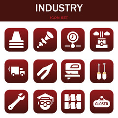 Canvas Print - industry icon set. Vector illustrations related with Cone, Bpee and Processing