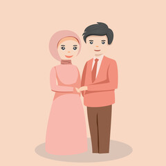 Wall Mural - Muslim Wedding Couple, Vector EPS 10