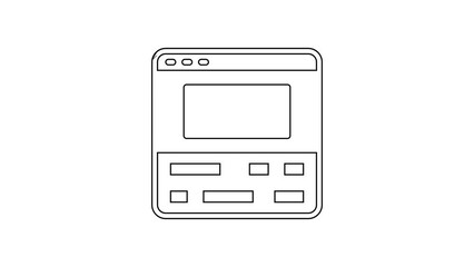 Poster - Black line Video recorder or editor software on laptop icon isolated on white background. Video editing on a laptop. 4K Video motion graphic animation