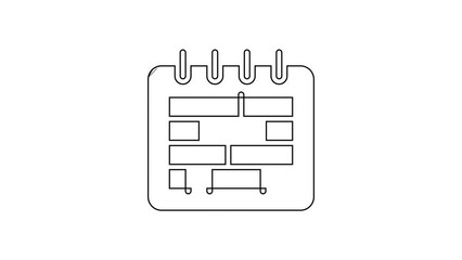 Poster - Black line Calendar icon isolated on white background. Event reminder symbol. 4K Video motion graphic animation