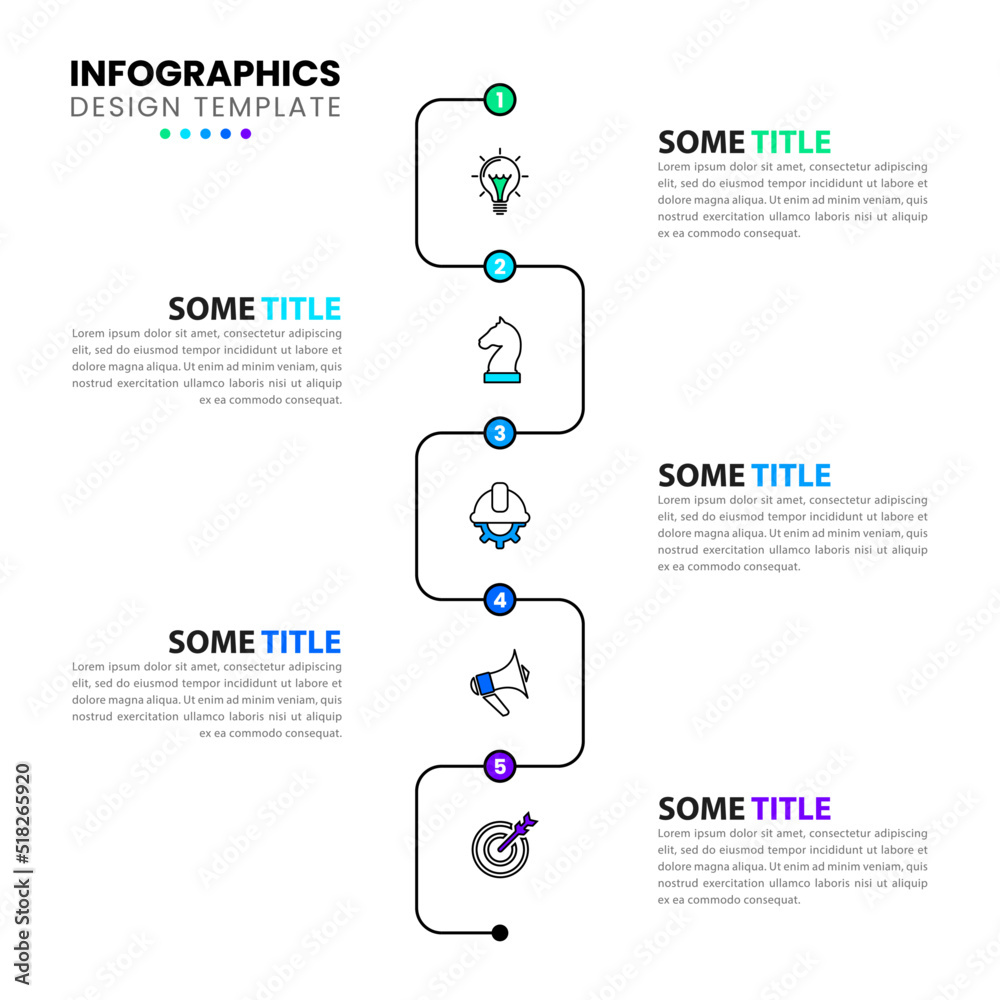 Infographic template. Vertical timeline with 5 steps Stock Vector ...
