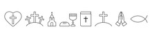 Christian Line Icon Set Simple Design