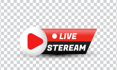 unique creative 3d rectangle live streaming design icon isolated on transparant background.Trendy and modern vector in 3d style.