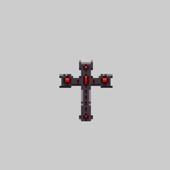 black cross in pixel art style