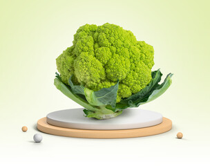 Wall Mural - Green cauliflower on a plate isolated from the background