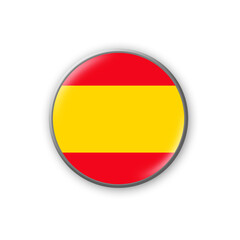 Wall Mural - Spain flag. Round badge in the colors of the Spain flag. Isolated on white background. Design element. 3D illustration.