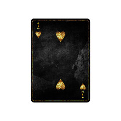 Wall Mural - Two of Hearts, grunge card isolated on white background. Playing cards. Design element.