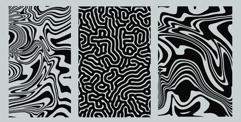 Poster - Set of organic shapes and patterns for poster and cover design. Naïve art style.