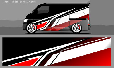 Wall Mural - van livery graphic vector. abstract grunge background design for vehicle vinyl wrap and car branding	