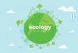 Green eco life flat art style concept vector illustration