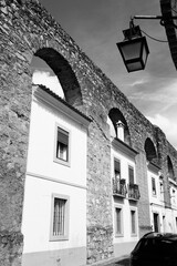 Wall Mural - Evora, Portugal. Black and white photo of Portugal.