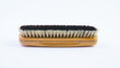 Wooden shoe brush horsehair brush for leather shoe polishing on white background