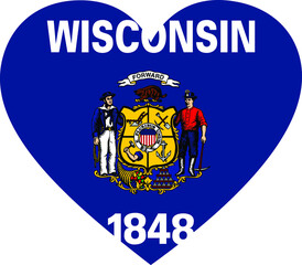 Wall Mural - Flag of US federal state of Wisconsin within a heart shape