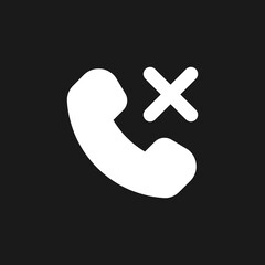 Wall Mural - Decline phone call dark mode glyph ui icon. Reject feature. Ending option. User interface design. White silhouette symbol on black space. Solid pictogram for web, mobile. Vector isolated illustration