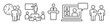 Business vector icon collection on white background -   meeting, pitch, addressing a seminar, presentation, video conference, communication and exchange vector illustration set