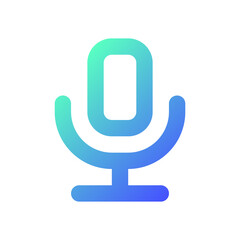 Poster - Microphone pixel perfect gradient linear ui icon. Sharing voice messages. Converting text into audio. Line color user interface symbol. Modern style pictogram. Vector isolated outline illustration