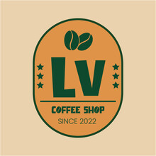LV Modern Coffee Shop Logo Design High Quality Image