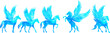 silhouette pegasus watercolor on white background isolated, vector