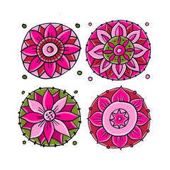 Wall Mural - Decorative hand drawn floral mandala. Icons collection for your design