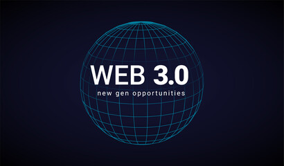 Web 3 world technology digital background. Web3 planet future internet new version blockchain metaverse.