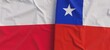 Flags of Poland and Chile. Linen flag close-up. Flag made of canvas. Polish flag. Chilean State national symbols. 3d illustration.