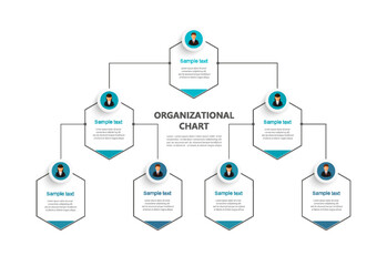 Wall Mural - corporate organizational chart with business avatar icons. business hierarchy infographic elements. 
