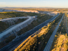 Road To Singleton Past Open Cut Coal Mine In Hunter Valley