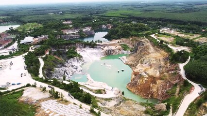 Wall Mural - aerial photograph of a large pit of a gypsum mine. A large gypsum mine. Mining and Geology Industry Concepts