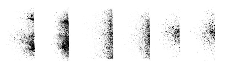 Poster - Set of abstract black ink sprayed on a white background. design elements for edge texture. the grunge paint brush collection for creative design.