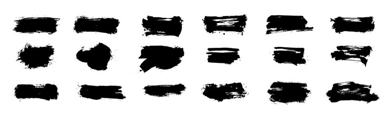 Chinese style abstract brush strokes. Set of black ink strokes on white paper. Graphic design elements for copy space, lower third, text effect, vector brush, etc.