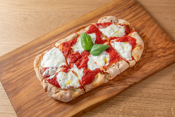 Margherita Roman Pinsa, with tomato, basil and  mozzarella cheese