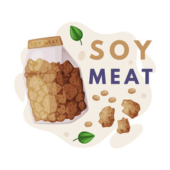 Sticker - Natural Soy Product from Soybean Plant with Dry Meat Vector Composition