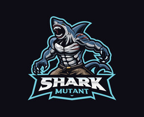 Wall Mural - Angry shark mascot logo design