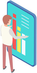 Poster - analytics information and development statistics. web analysis measure, product testing technology. 