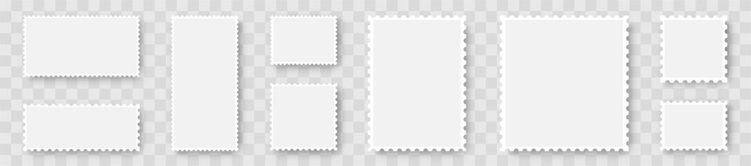Wall Mural - light postage stamps collection. blank set postage stamps. blank postage stamps on gray background. 
