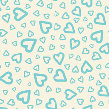 Blue Hearts Over Cream Background