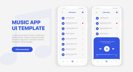 Poster - Web mobile application interface for music player application for mobile app, business, website. Sound app UI UX GUI template. Responsive website wireframes. Web design UI kit. Music Dashboard.