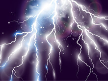 Vector Image Of Realistic Lightning. Flash Of Thunder 