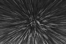 Gray Black Zoom Perspective Background. Abstract Soft Explosion Effect. Centric Motion Pattern