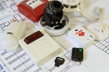 Poster - Close-up of home security equipment according to the scheme.