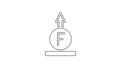 Poster - Black line Force of physic formula calculation icon isolated on white background. 4K Video motion graphic animation