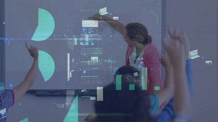 Poster - Animation of data processing over diverse schoolchildren learning with teacher