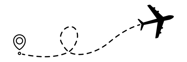 Wall Mural - airplane line dotted path. plane flight route with start point and dotted line trace. travel and tou