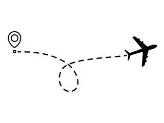 Wall Mural - airplane line dotted path. plane flight route with start point and dotted line trace. travel and tou