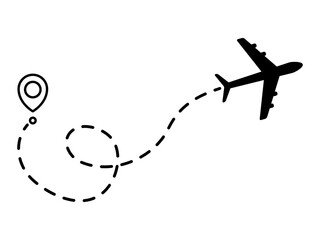 Wall Mural - airplane line dotted path. plane flight route with start point and dotted line trace. travel and tou