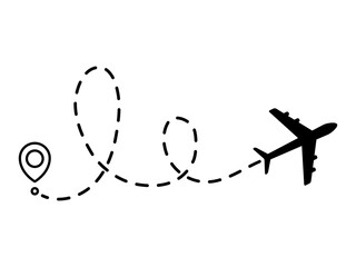 Wall Mural - airplane line dotted path. plane flight route with start point and dotted line trace. travel and tou